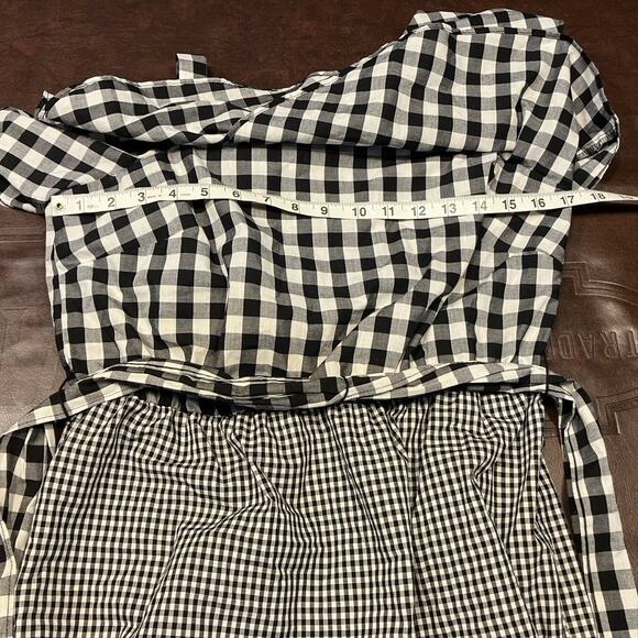 Calvin Klein Womens 8 Black Gingham One-shoulder Flounce Sheath Dress Spring - Picture 14 of 16